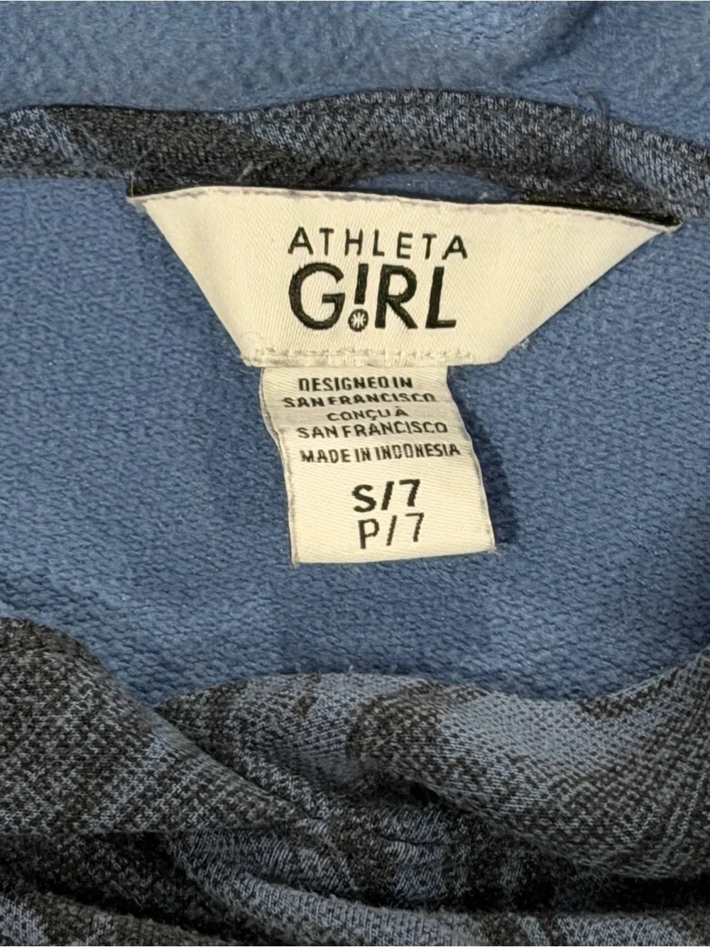 Athleta Girl Blue Marble-Print Hooded Pullover Sweatshirt